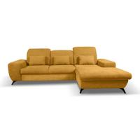 ECKSOFA LUCE R-S Gelb Plüsch-Stoff mit Schlaffunktion - Gelb, Holz (279/172cm) - MASSENO