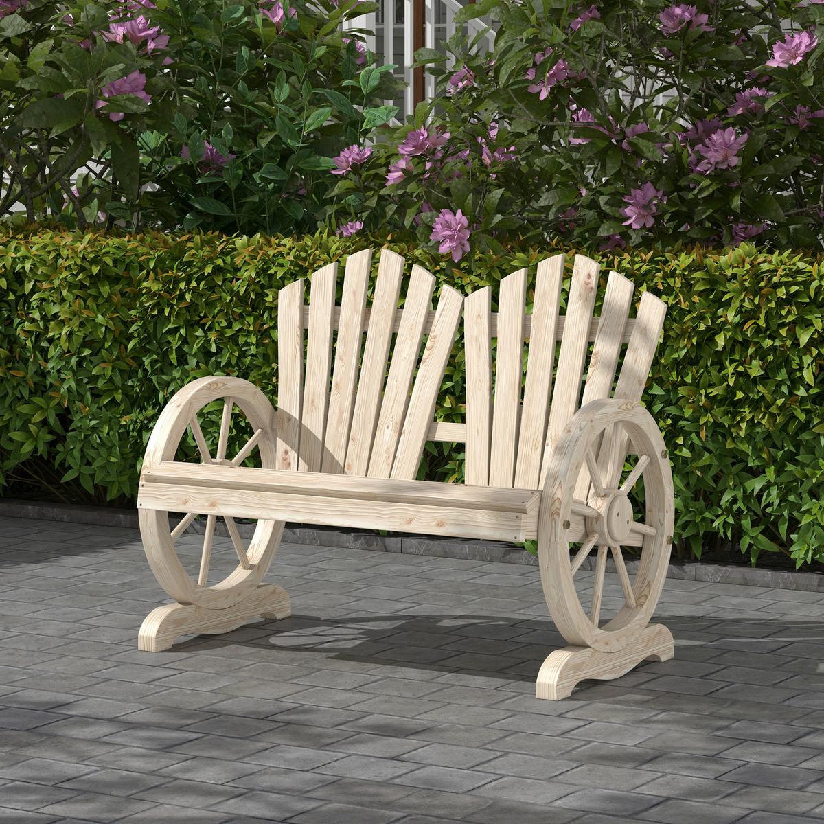 GARTENBANK mit Armlehne Sitzbank Gartenmöbel Massivholz Naturholz - Fichtefarben, Holz (66/95/108cm) - Outsunny