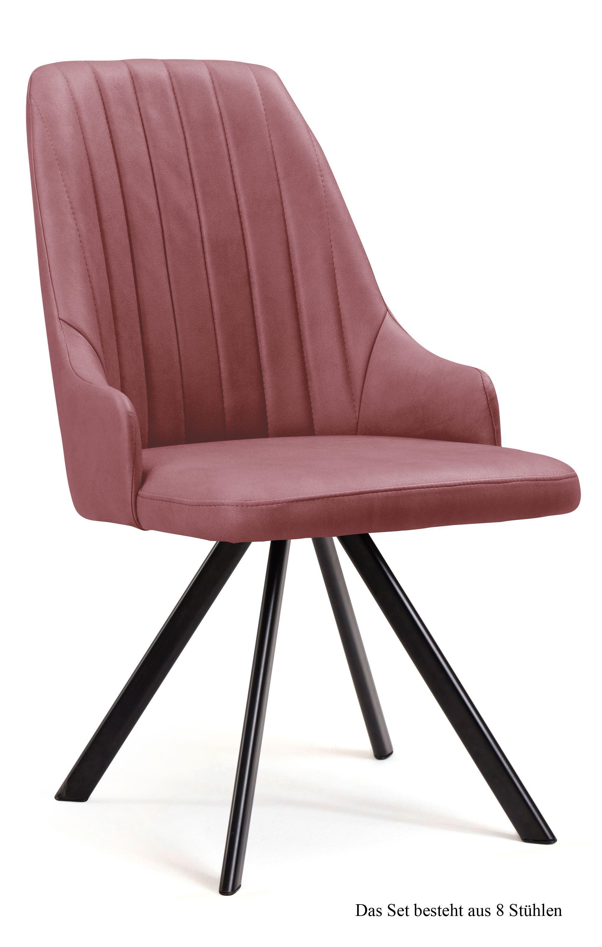 ESSZIMMERSTUHL drehbar (8er-Set) Devyn 52x91x60 Schwarz/Rosewood - Dunkelrosa/Schwarz, Kunststoff (60/91/52cm) - 58aufmkessel