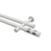 GARDINENSTANGE Prestige Mavell 540 cm (geteilt in 3 x 180 cm), 2-läufig (ohne Ringe), 20 mm Ø Weiß - Chromfarben/Weiß, Metall (540cm) - INTERDECO
