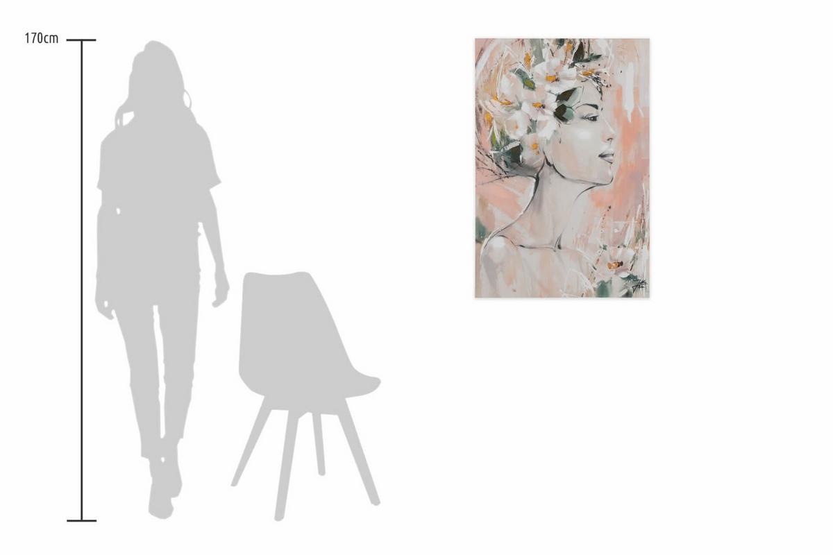 ACRYLBILD HANDGEMALT 60/90 cm - Pink/Beige, Holz/Textil (60/90cm) - KUNSTLOFT
