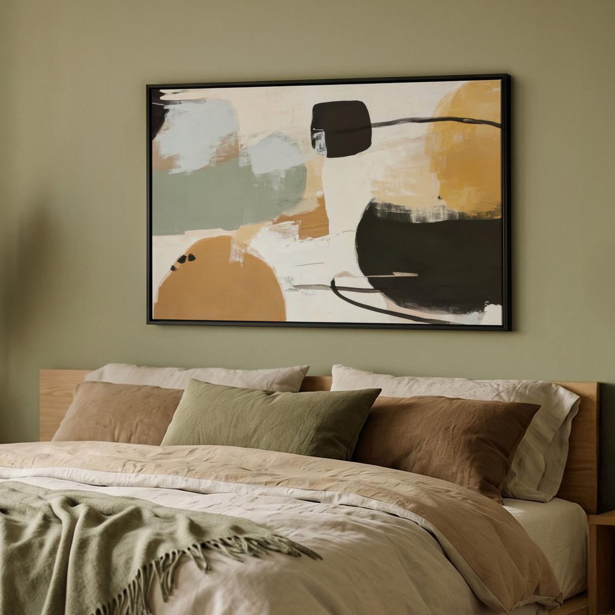 LEINWAND Bilder mit Rahmen - Farbe - Abstrakt - Farben - 90x60 - Currygelb, Textil (90/60cm) - MuchoWow