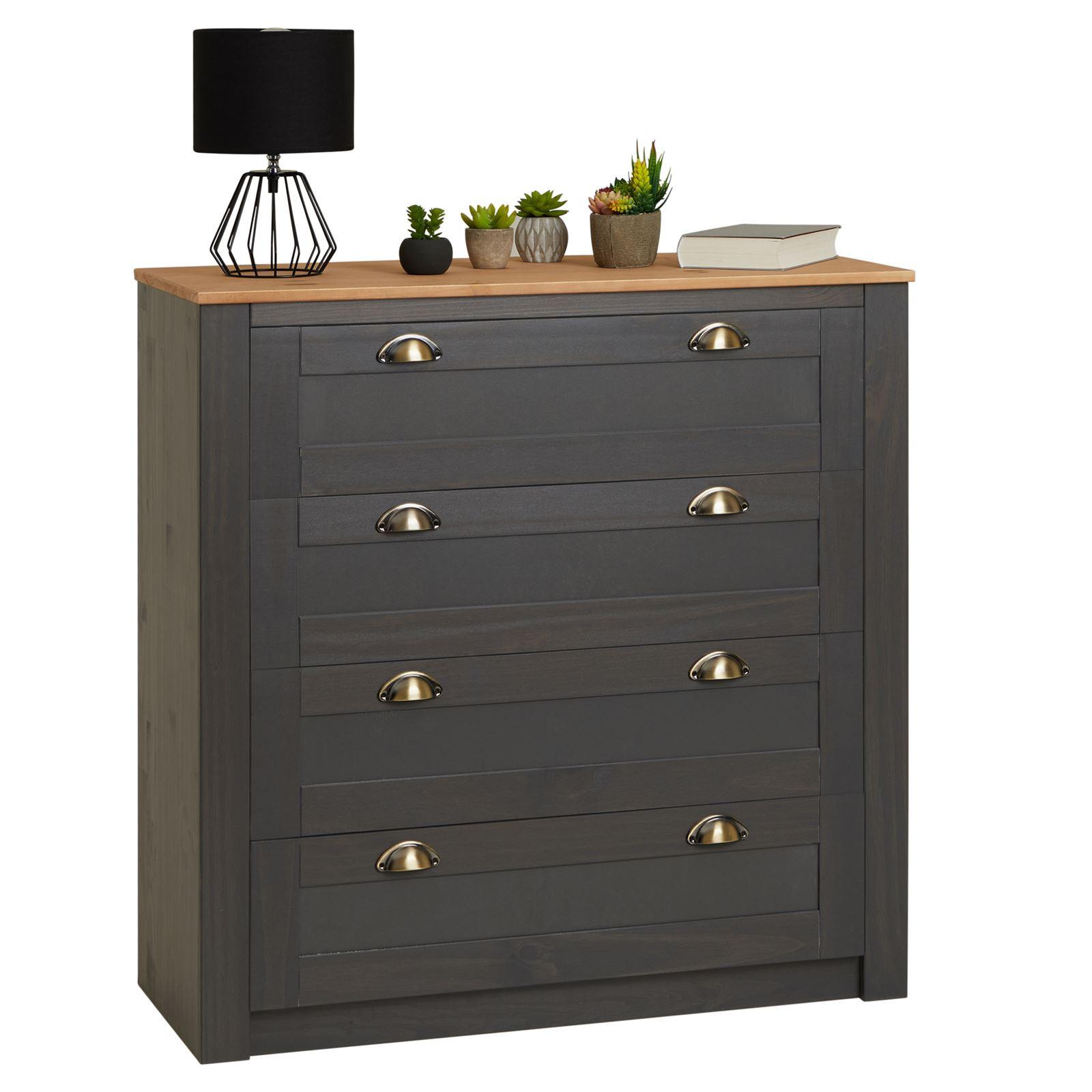 KOMMODE BOLTON anthrazit/braun - Anthrazit/Braun, Holz (91/93/40cm) - IDIMEX