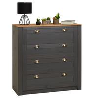KOMMODE BOLTON anthrazit/braun - Anthrazit/Braun, Holz (91/93/40cm) - IDIMEX