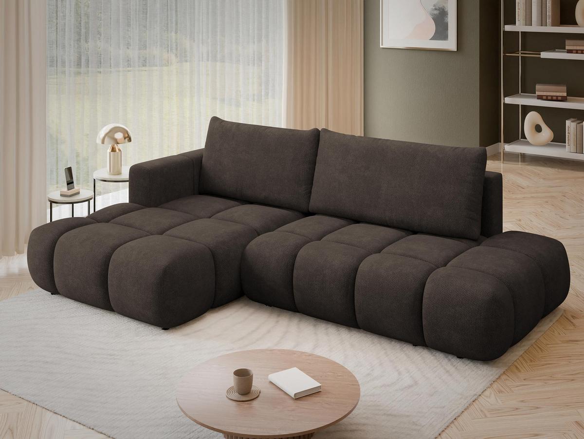 ECKSOFA Soffi, Seite: Links - Schwarz/Braun, Holz/Kunststoff (283/166cm) - MIRJAN24