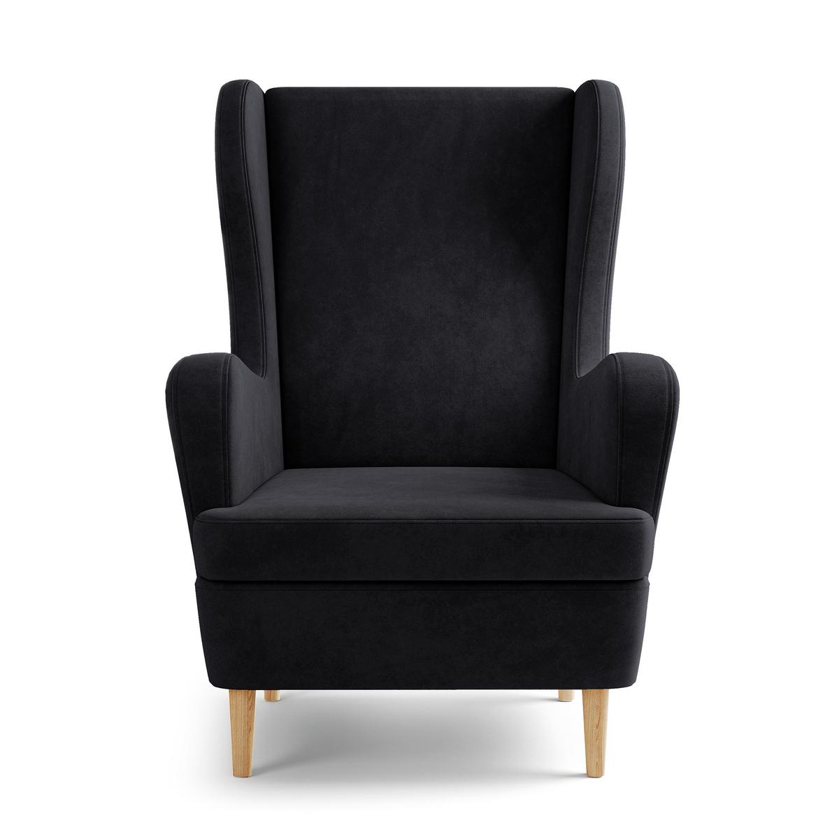 SESSEL VOGERA Ohrensessel Polstersessel, Schwarz - Eichefarben/Schwarz, Holzwerkstoff (78/103/85cm) - MASSENO