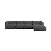 ECKSOFA Ottomane Rechts MIRA-L3 409x179x70 Dunkelgrau Velours - Dunkelgrau/Schwarz, Holzwerkstoff/Kunststoff (409/179cm) - ALTDECOR