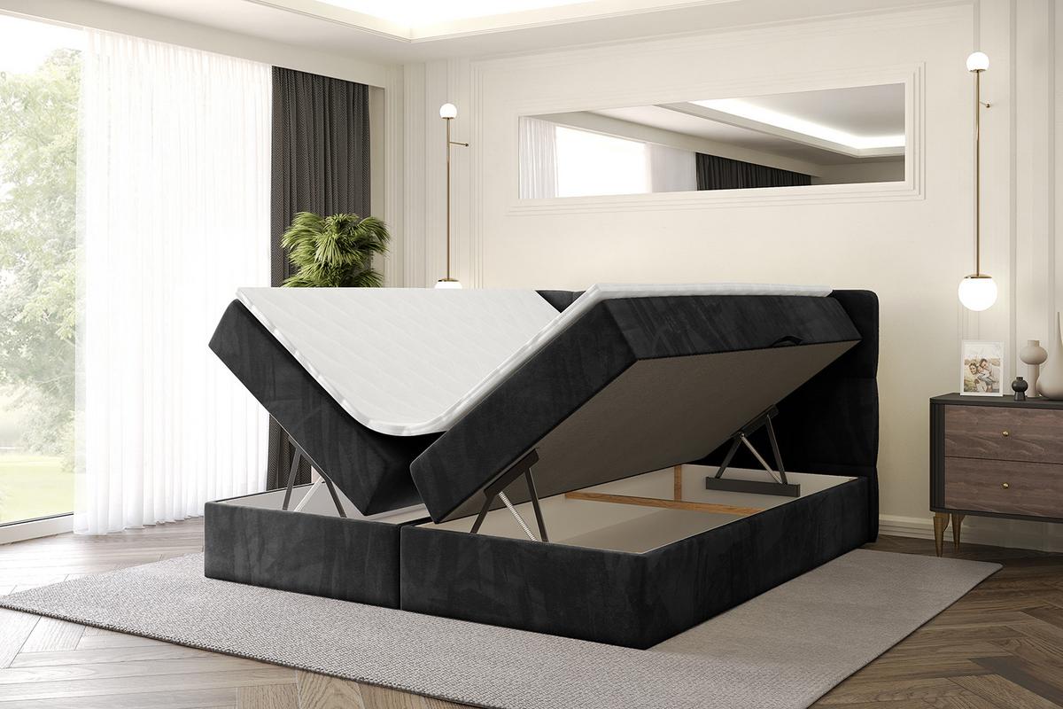 BOXBETT mit Matratze H4 und Lattenrost - LIRO - 200x200 - Schwarz Casablanca - Schwarz, Holzwerkstoff/Kunststoff (200/200cm) - ALTDECOR