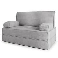 BETTSOFA LADIA aus Schaumstoff Kordstoff Hellgrau Schlaffunktion - Hellgrau, Textil (140/86/60cm) - MASSENO