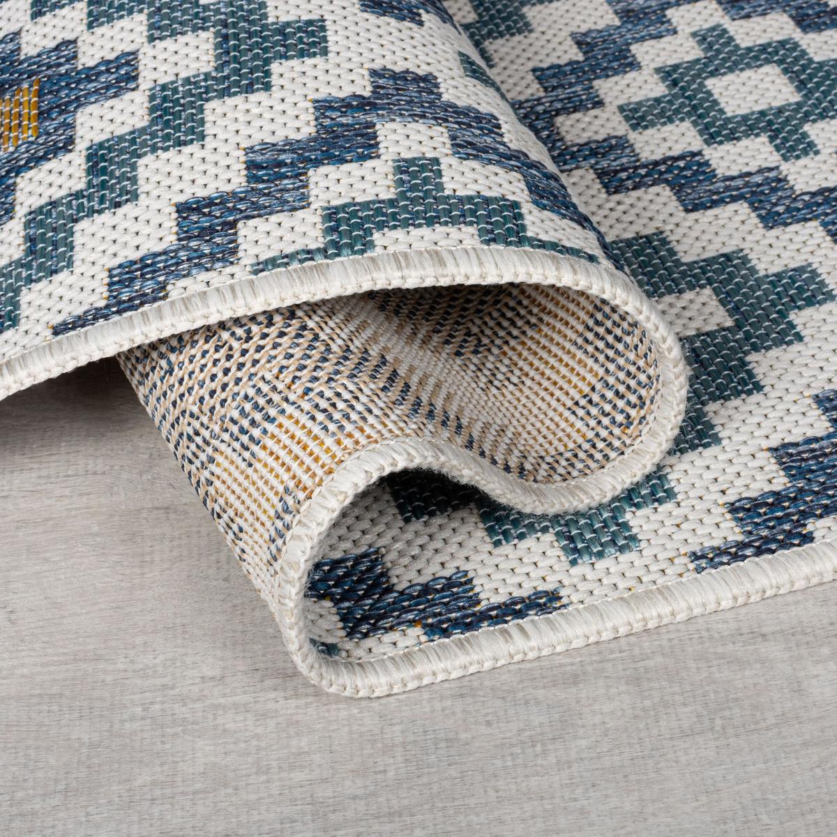 OUTDOORTEPPICH Waschbar FLEET, geometrisch, aus Polypropylen, Blau-Gelb, 120 x 170 cm - Blau, Textil (170/120cm) - KADIMA DESIGN