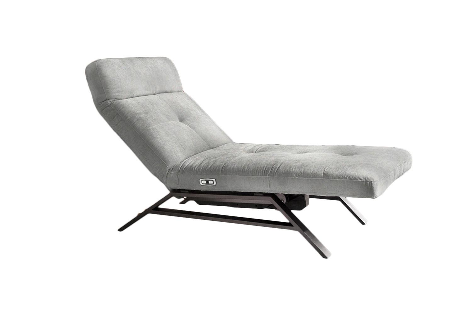 LIEGE MIT MOTORISCHER RELAXFUNKTION AMERIVA Silber Velvet Relaxfunktion - Silberfarben, Textil (80/110/158cm) - KAWOLA