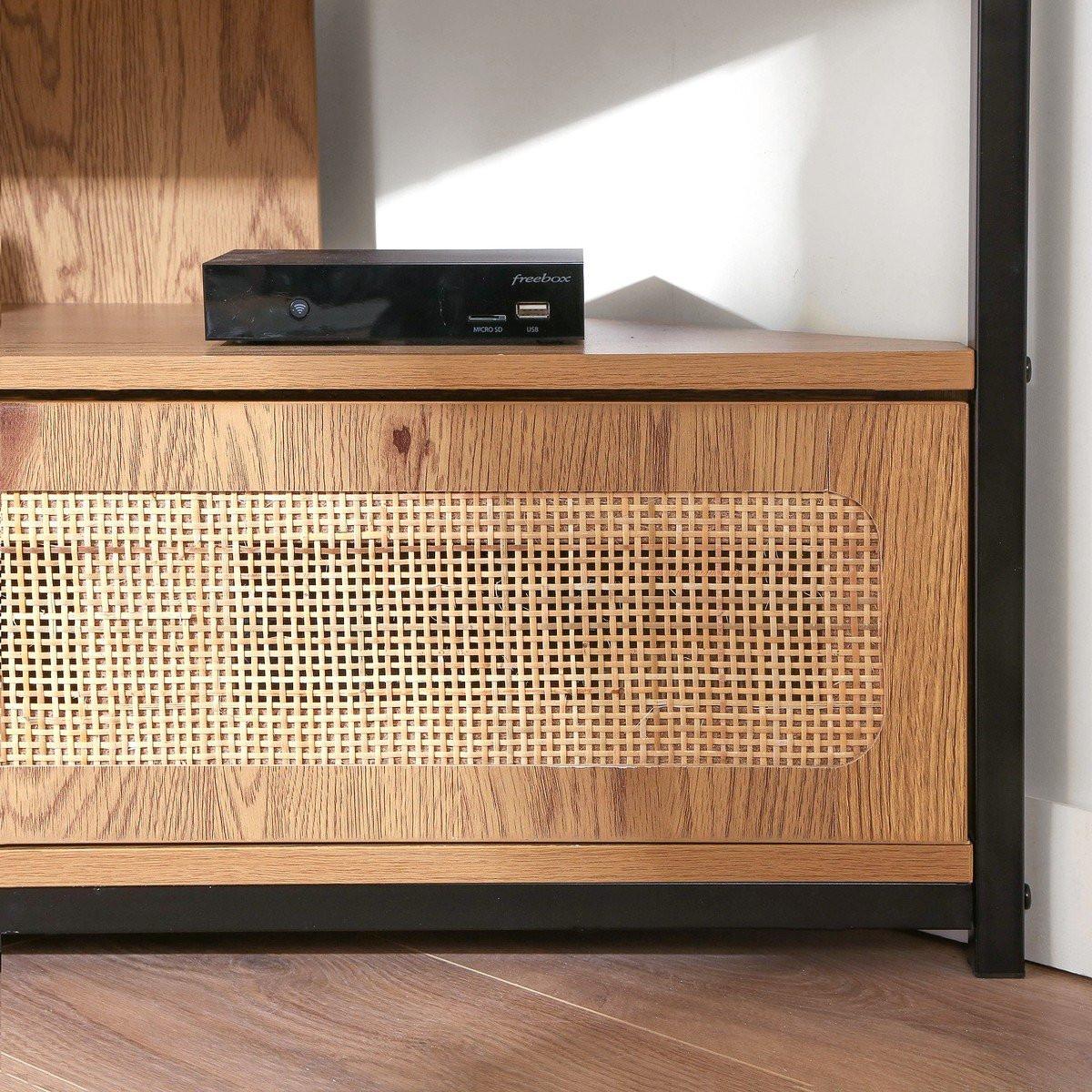 ECK-TV-MÖBEL 1 tür mit rattan-geflecht jaya 30/45/100 cm - Apfelbaumfarben, Holzwerkstoff (30/45/100cm) - Calicosy