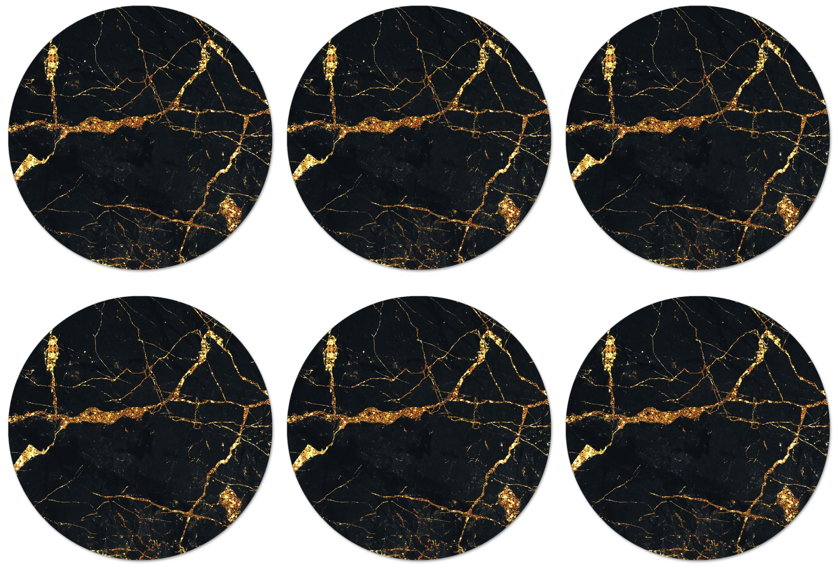 GLASUNTERSETZER Gold - Marmor - Glitzer - Luxus Getränkeuntersetzer 10x10 cm - Goldfarben, Naturmaterialien (10/0.2cm) - MuchoWow