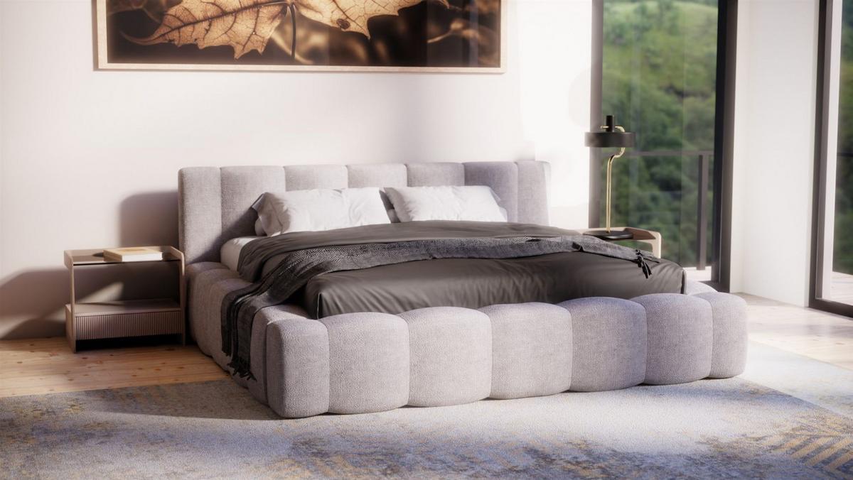 POLSTERBETT Lizeth In Perfect Harmony - Hellgrau, Holzwerkstoff/Textil (120/200cm) - Fun Möbel