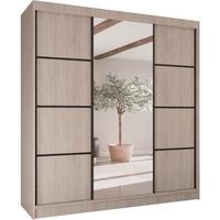 SCHWEBETÜRENSCHRANK Vilo II 200/61/215 eiche sonoma+schwarz - Schwarz/Sonoma Eiche, Holzwerkstoff (200/215/61cm) - Beautysofa