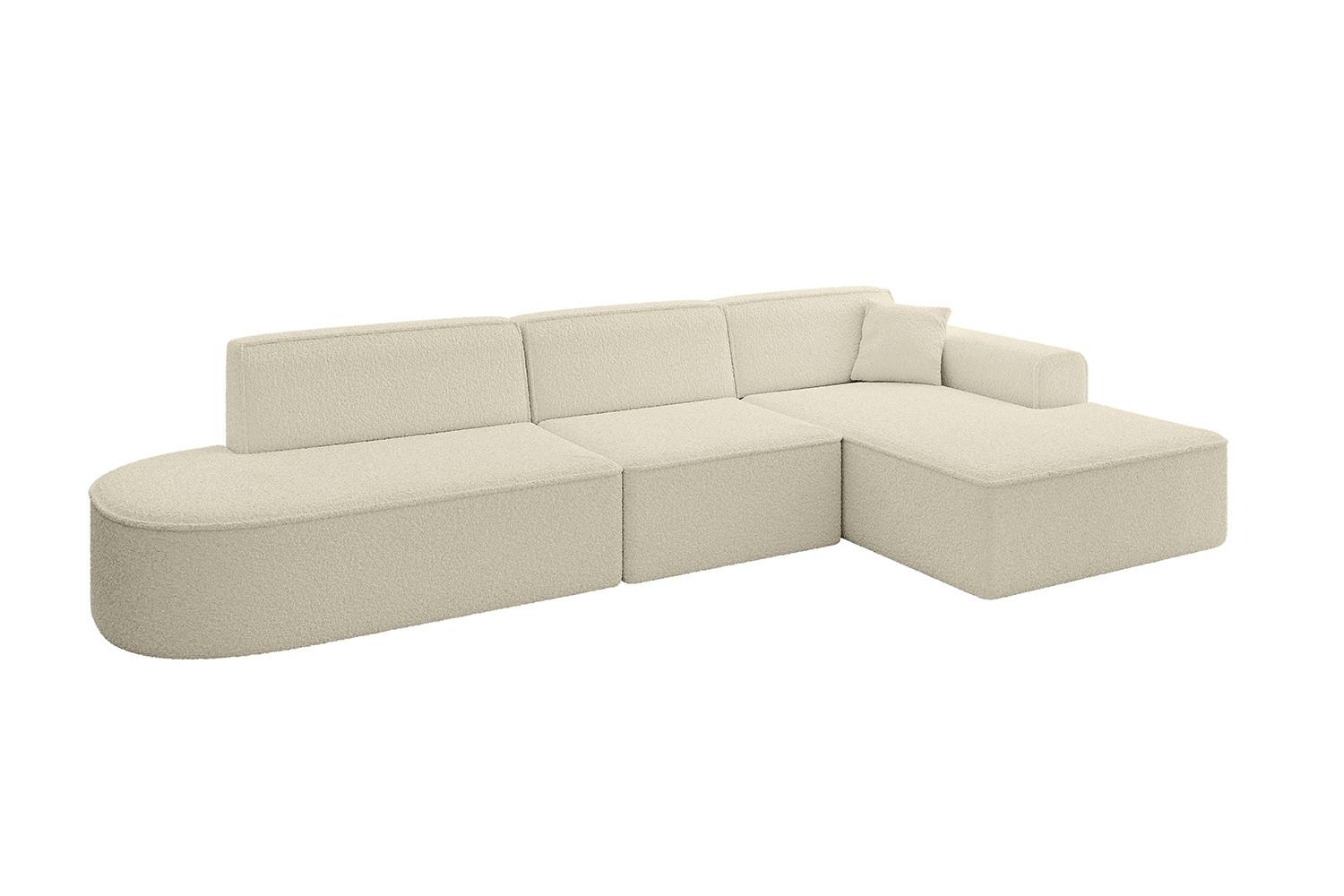 ECKSOFA Ottomane Rechts IREA-L2-v3 - 327x165x77 cm Beige - Hellbraun/Creme, Holzwerkstoff/Textil (327/165cm) - ALTDECOR