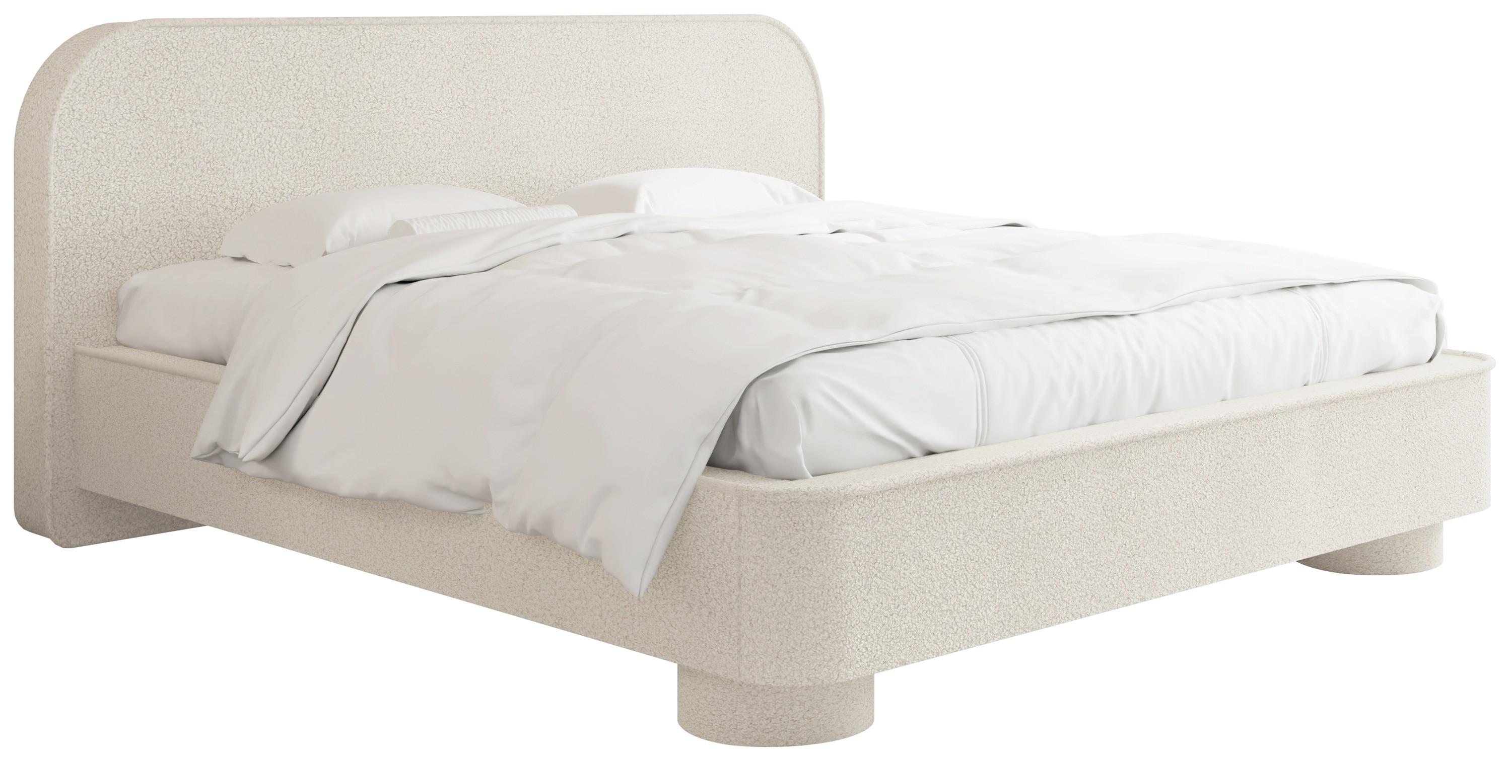 POLSTERBETT Aurora mit Bettkasten, Lattenrost & gepolsterten Füßen in Creme Boucle 140x200 cm - Birkefarben/Creme, Textil/Metall (140/200cm) - WFL GROUP