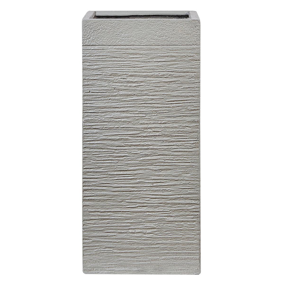 BLUMENTOPF taupe quadratisch 33/33/70 cm Dion - Beige, Naturmaterialien (70cm) - Beliani