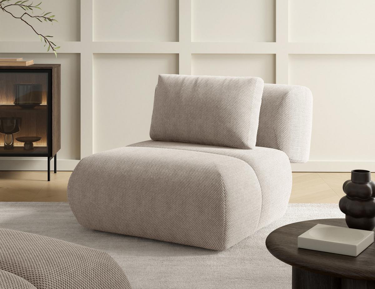 SESSEL ATOMO, Modern Polstersessel Loungesessel, Velours-Stoff Beige - Beige, Holz/Metall (98/82/134cm) - MASSENO