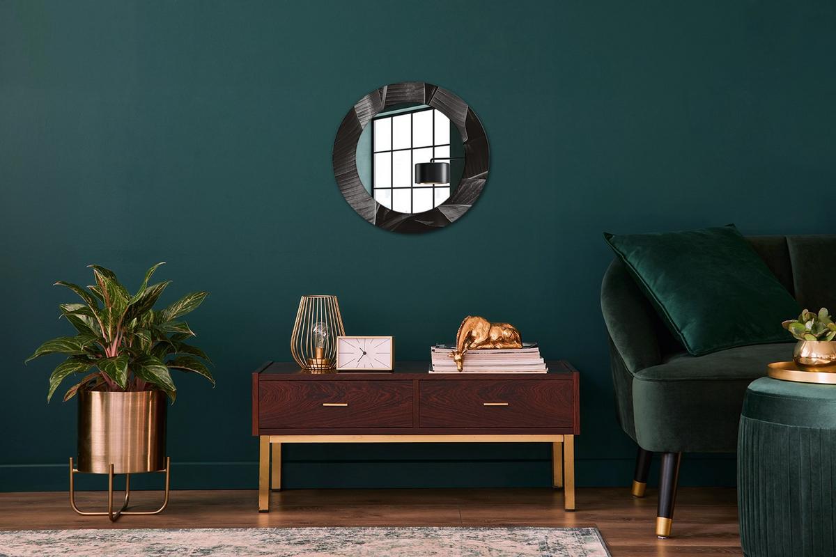 SPIEGEL Rund Ø 50 cm mit Aufdruck - Grau, Glas (50/50/0.4cm) - Wallfluent