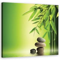 WANDBILD zen bambus steine pflanzen - Grün, Textil (50/50cm) - Feeby