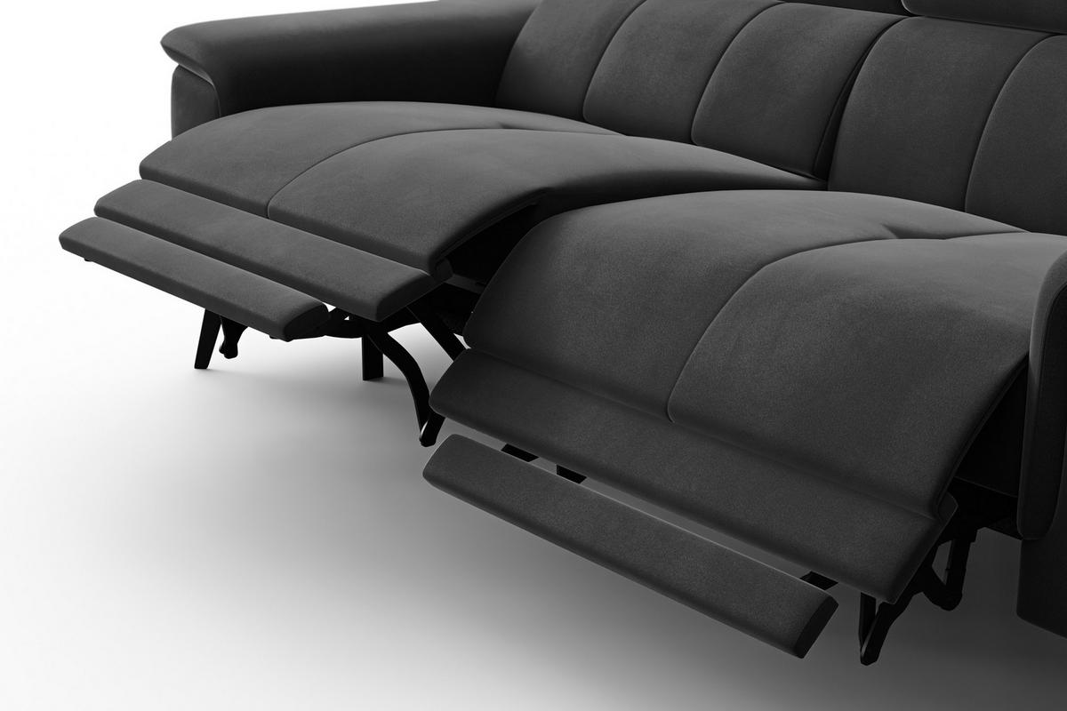 SOFA RELAX FIERO 3-Sitzer, Schwarzer Veloursstoff - Schwarz, Holz/Textil (212/82/103cm) - Courtois Laville