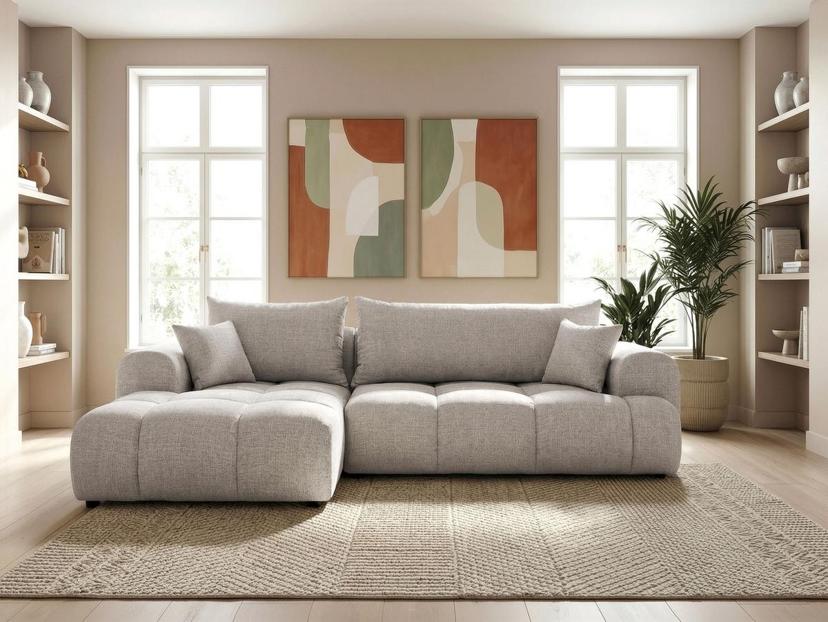 ECKSOFA MILANO Links mit Schlaffunktion und Bettkasten Grau - Grau, Kunststoff/Textil (265/145cm) - Idohome