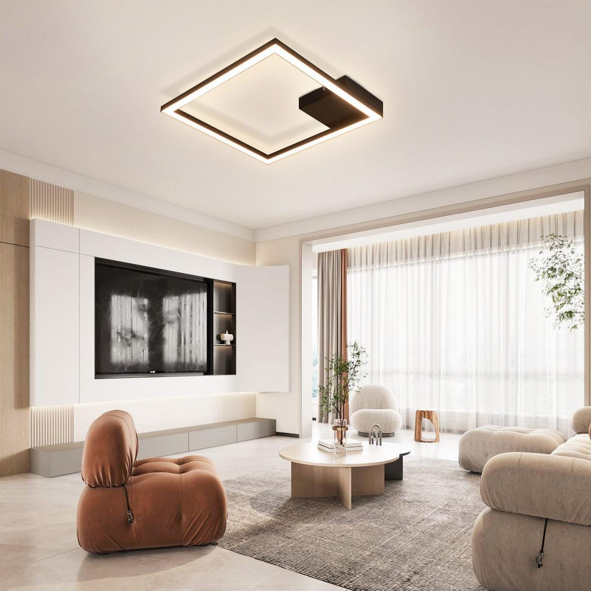 LED-DECKENLEUCHTE Franks 29.4/29.4/3.8 cm - Schwarz, Metall (29.4/29.4/3.8cm) - Nettlife