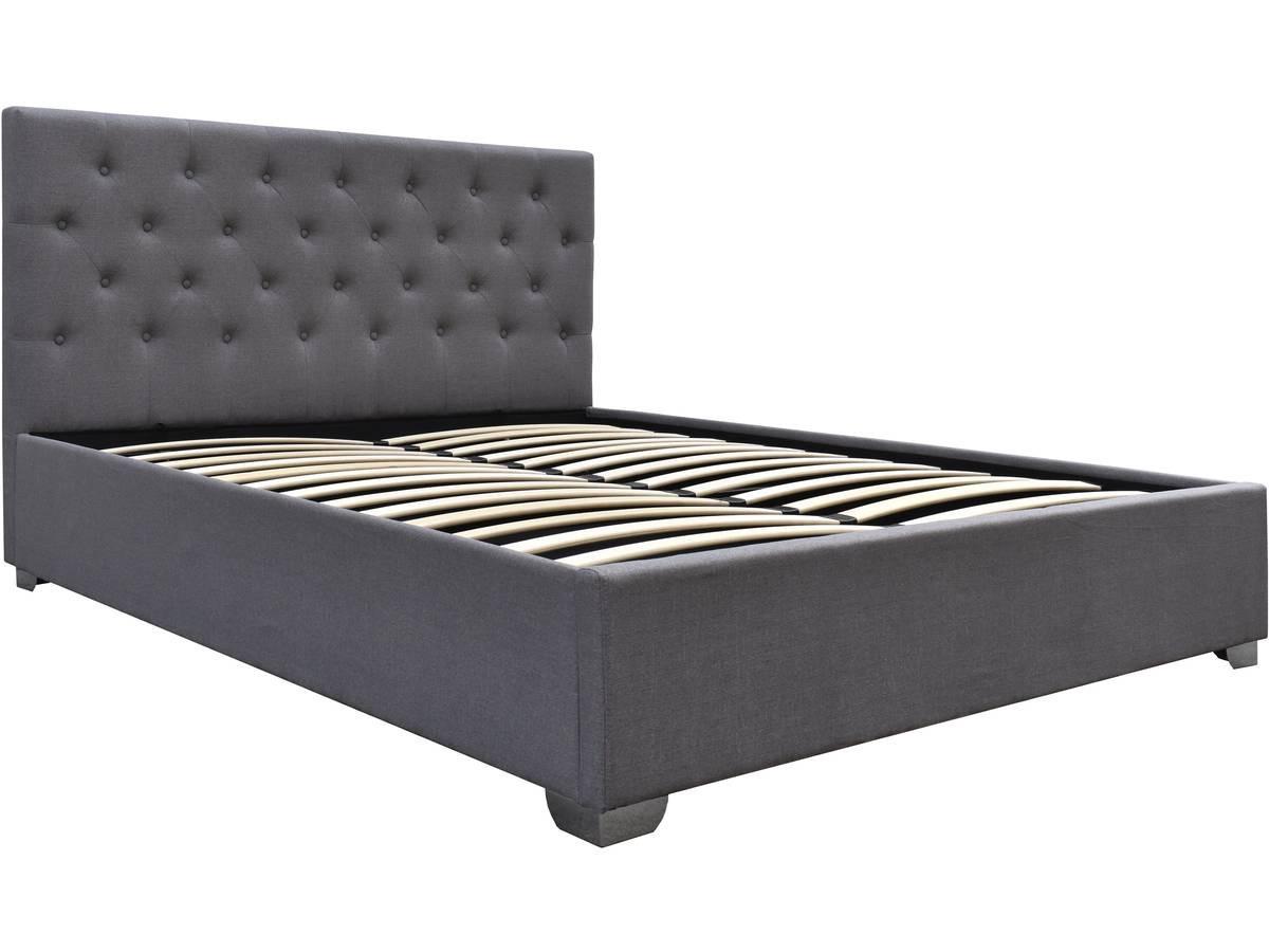 BETT tino Grau - Grau, Textil (190/140cm) - Habitat Garten