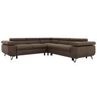 ECKSOFA QUADRO L - Braun Velvet - Links Seite - Schwarz/Braun, Textil/Metall (269/269cm) - MKS