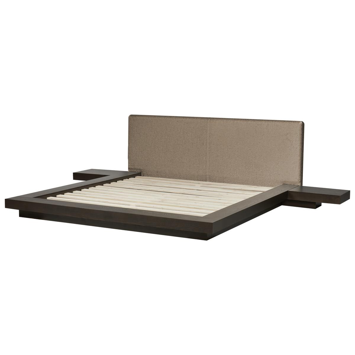 BETT mit Lattenrost 180/200 cm MDF-Platte Dunkelbraun Zen - Dunkelbraun, Holzwerkstoff (180/200cm) - Beliani