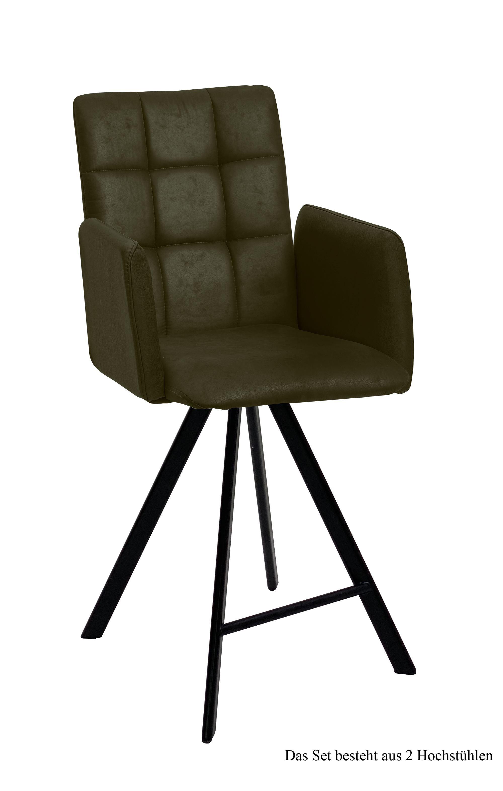 THEKENSTUHL (2er-Set) Delcine 52x108x60 Schwarz/Khaki - Dunkelgrün/Schwarz, Kunststoff (60/108/52cm) - 58aufmkessel
