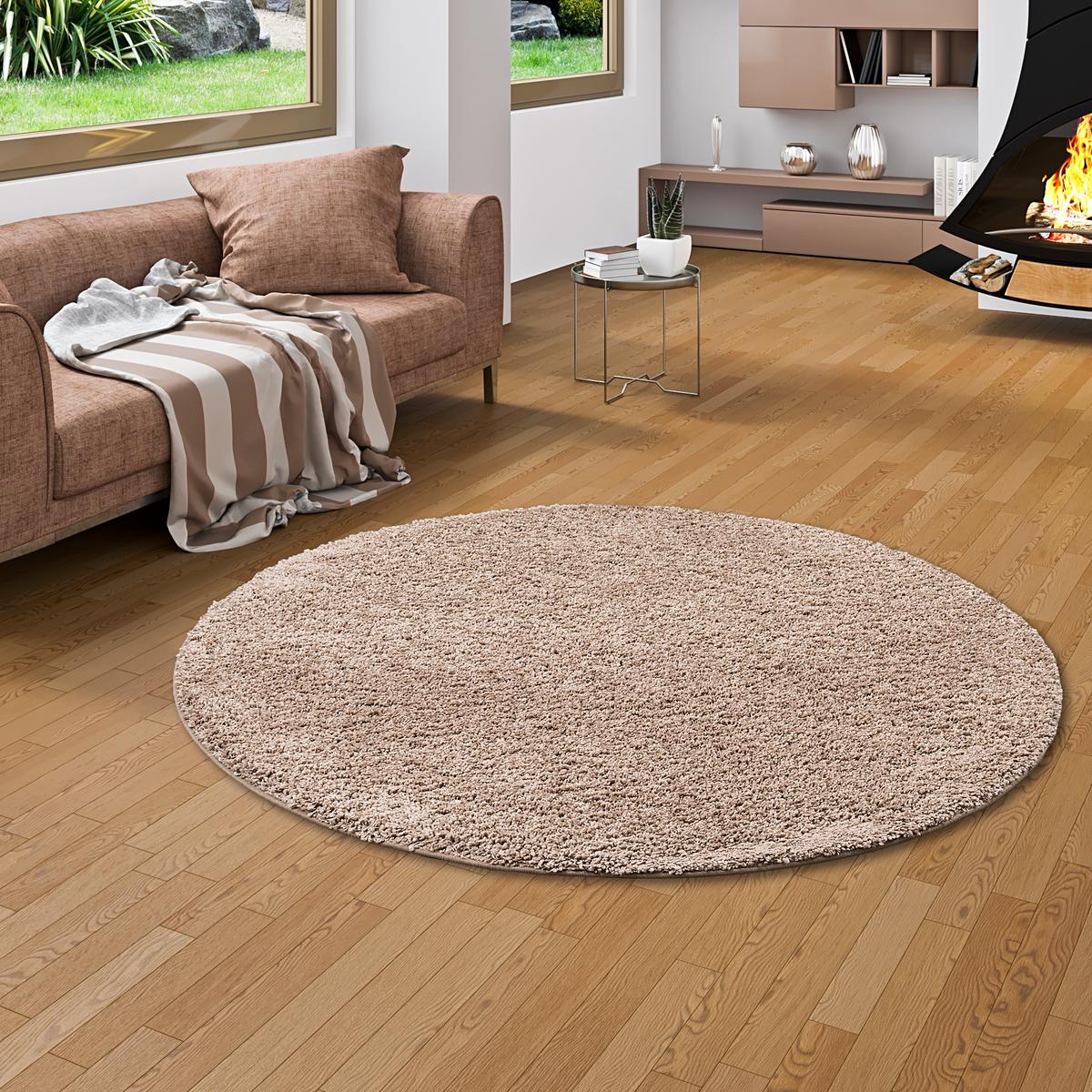 LUXUS HOCHFLOR LANGFLOR TEPPICH MILANO RUND - Mauve, Textil (160/160cm) - Snapstyle
