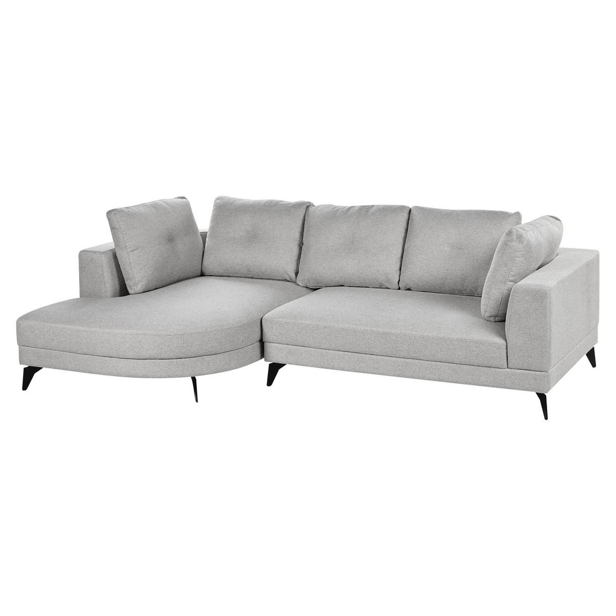 ECKSOFA 3-Sitzer Kunstleinen Grau rechtsseitig Yuri - Grau, Textil (262/151cm) - Beliani