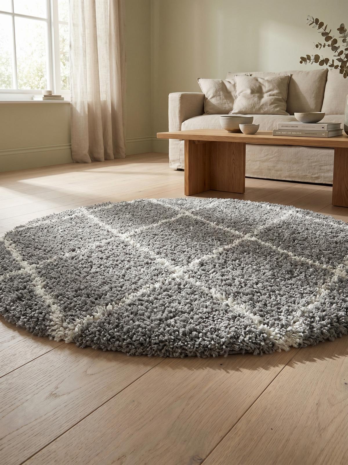 HOCHFLORTEPPICH DOLOMIT, geometrisch, Grau, Ø 160 cm - Grau, Textil (160/160cm) - KADIMA DESIGN