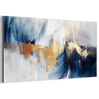 METALLBILD Gold - Blau - Aquarell - Kunst - Modern 80x40 cm - Hellblau, Metall (80/40cm) - MuchoWow