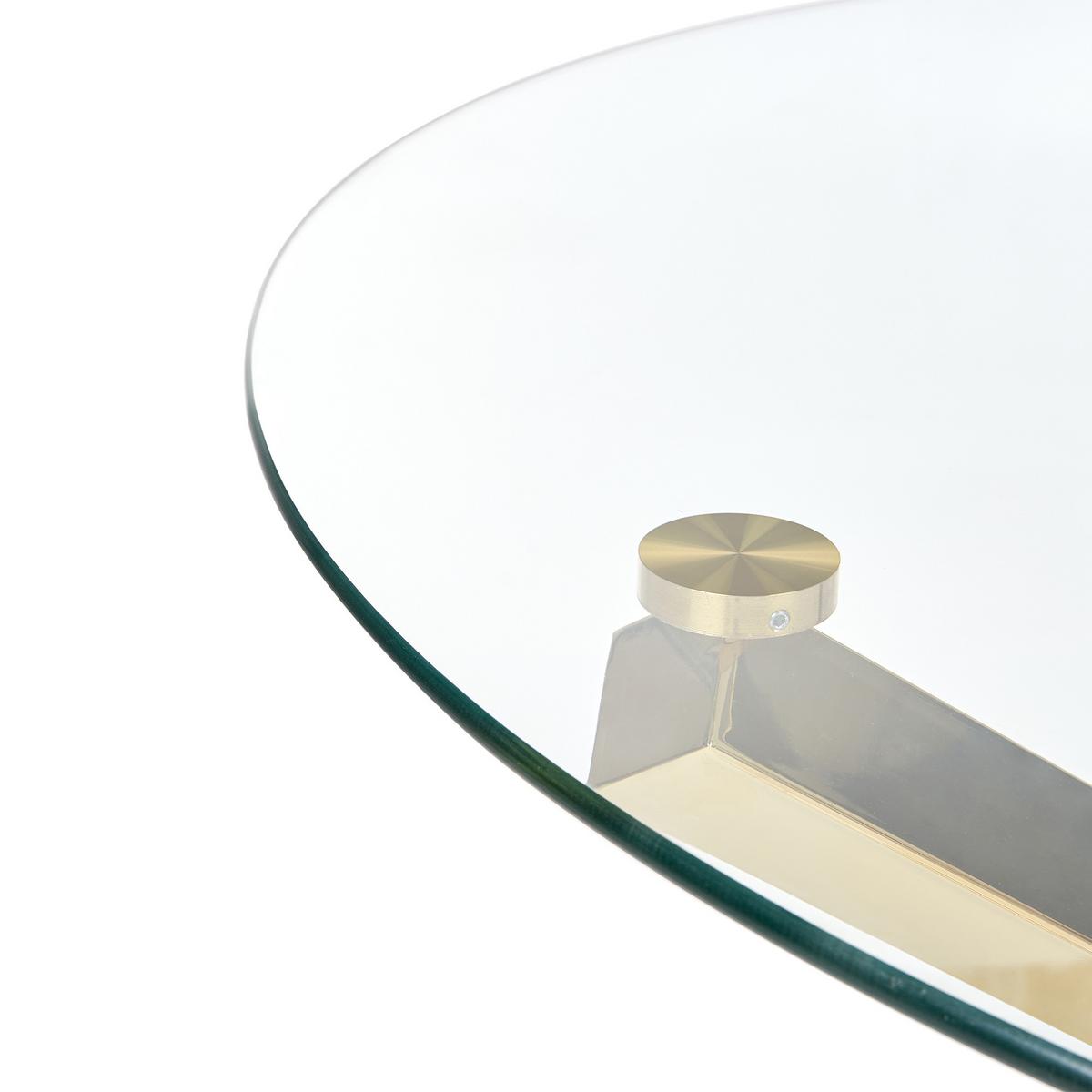 ESSTISCH Gold 110 cm 110 cm Sicherheitsglas Butler - Transparent/Goldfarben, Glas (110/110/75cm) - Beliani