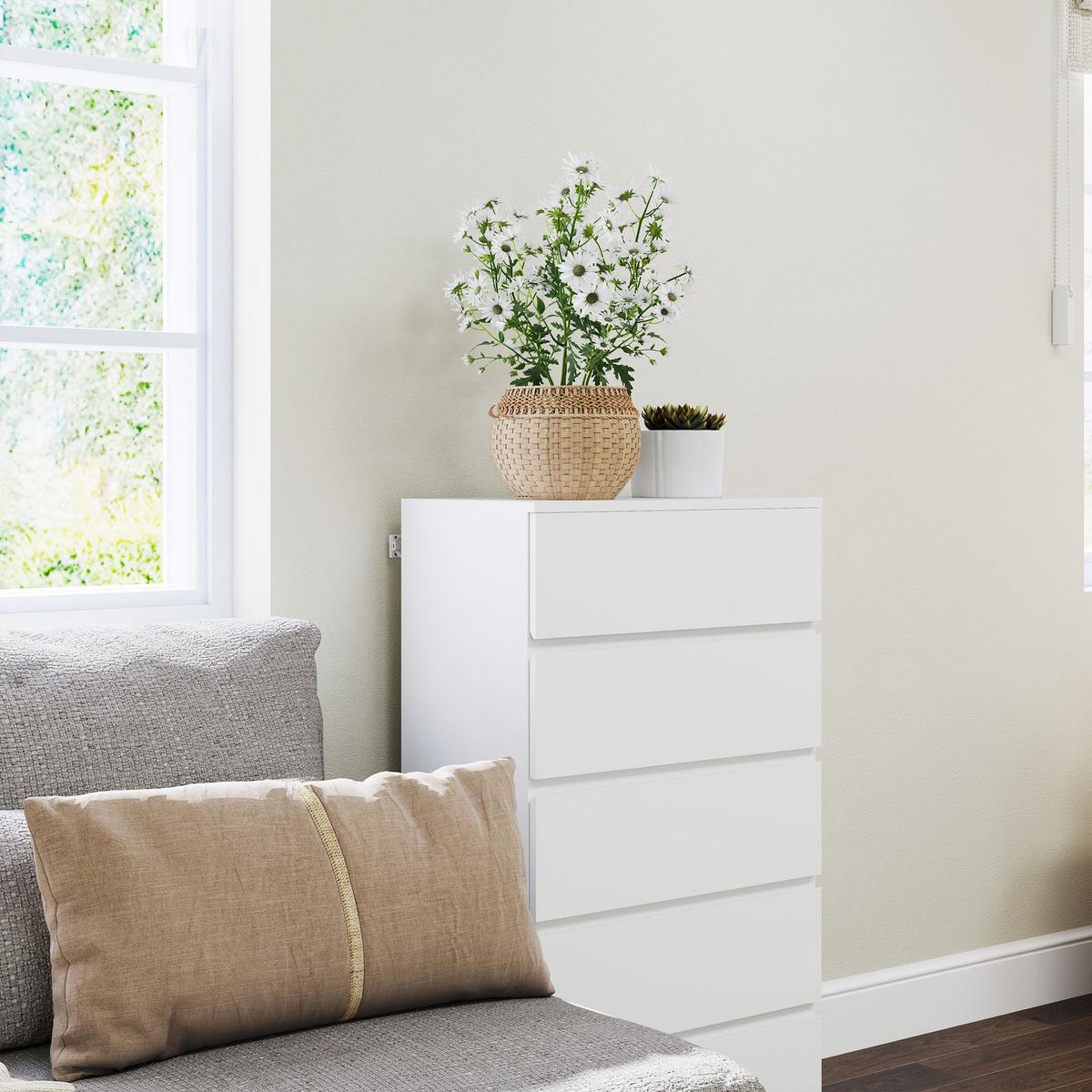 KOMMODE Schubladenschrank Sideboard mit 5 Schubladen, Weiß, 55 x 34 x 100 cm - Weiß, Holzwerkstoff (34/100/55cm) - HOMCOM