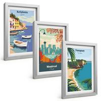BILDER SET 3er Set - 20x30 cm Silberner Rahmen - Stadtansichten aus Griechenland, Kanada und Australien - Silberfarben, Kunststoff (20/30cm) - TULUP