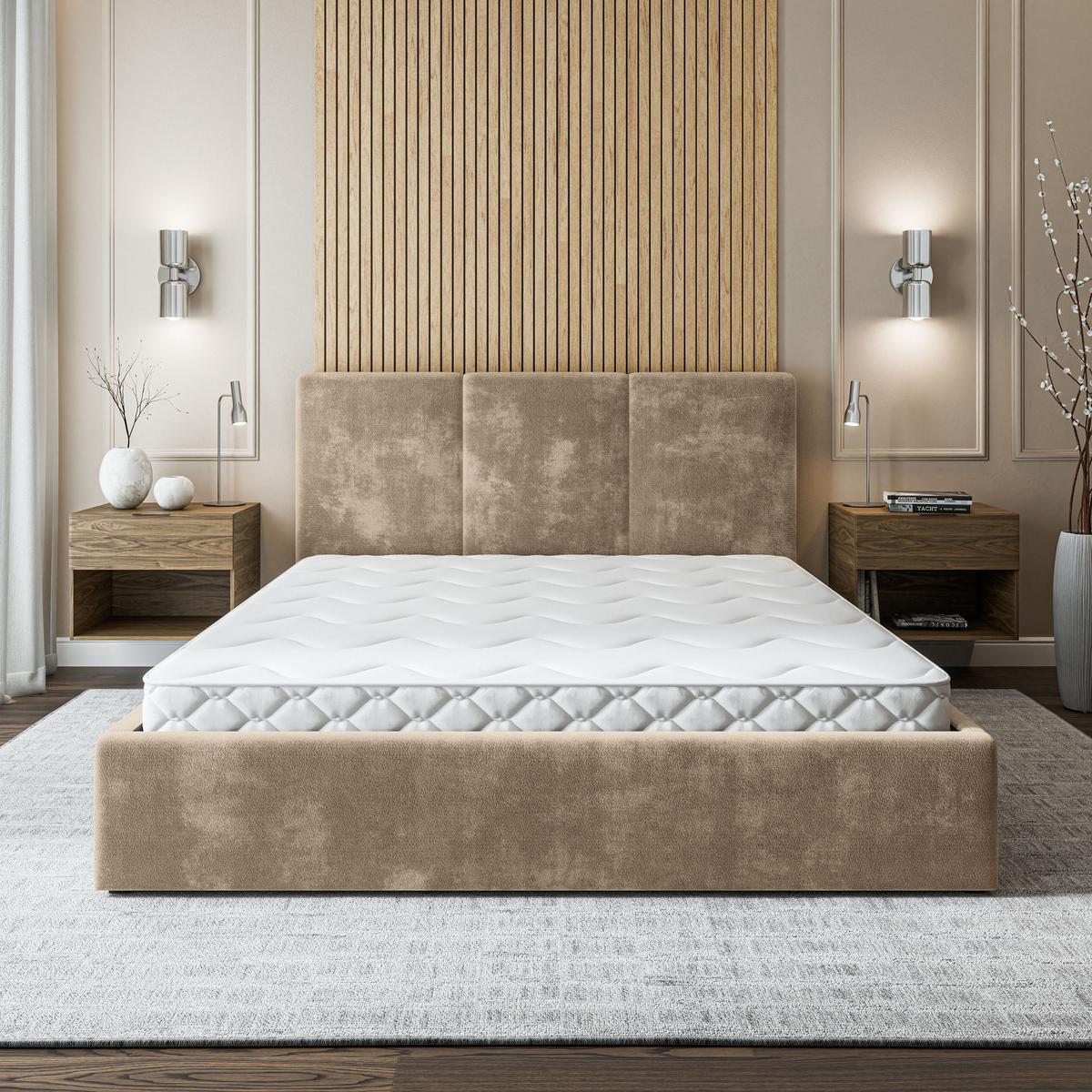 POLSTERBETT AZURI 120x200 cm mit Bettkästen - Beige - Beige, Holz (120/200cm) - MASSENO