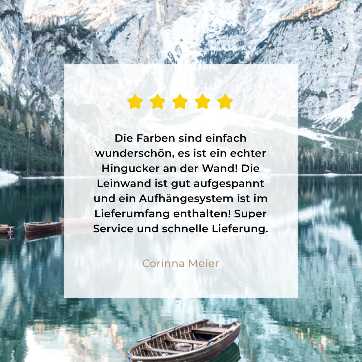 LEINWANDBILD Natur - Berge - Schnee - Wald - Boot Wanddeko 40x60 cm - Hellgrün, Textil (40/60cm) - MuchoWow