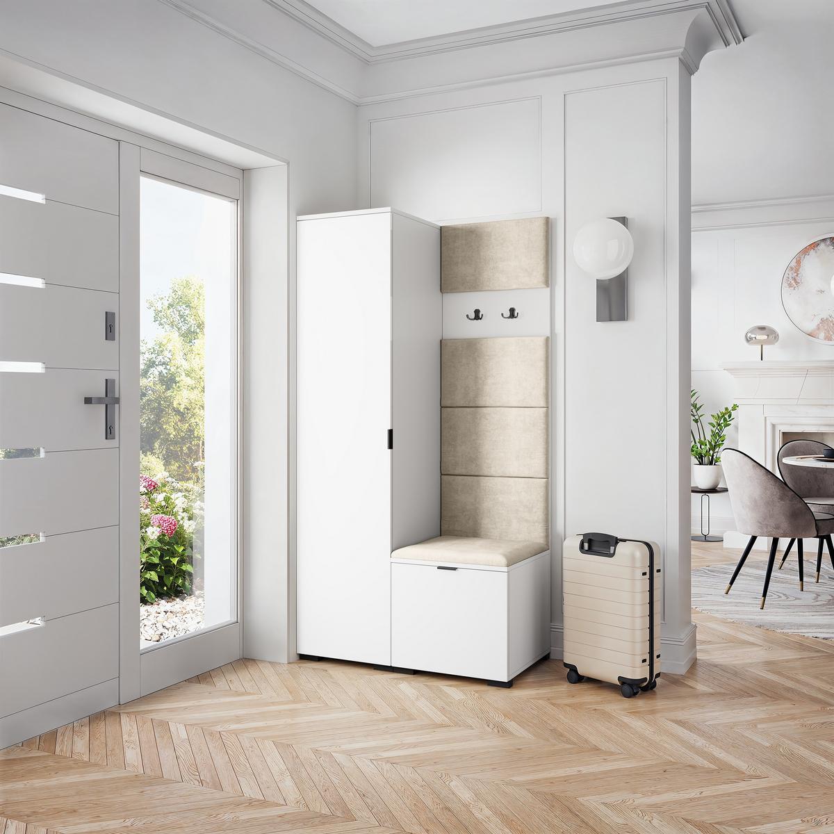 GARDEROBENSCHRANK LORI 95/181/51 cm Modern Weiß - Beige/Weiß, Holzwerkstoff (95/181/51cm) - MASSENO