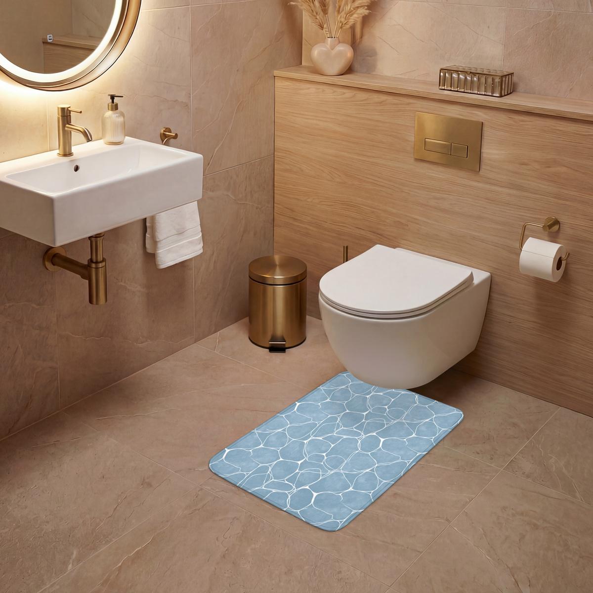 WC-VORLEGER Organisch - Muster - Blau WC Teppich 40x60 cm - Hellblau, Textil (40/1cm) - OnlyWow