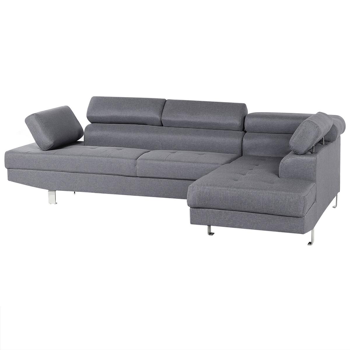 5-SITZER-ECKSOFA Polyester Grau Norrea - Grau, Textil (262/169cm) - Beliani