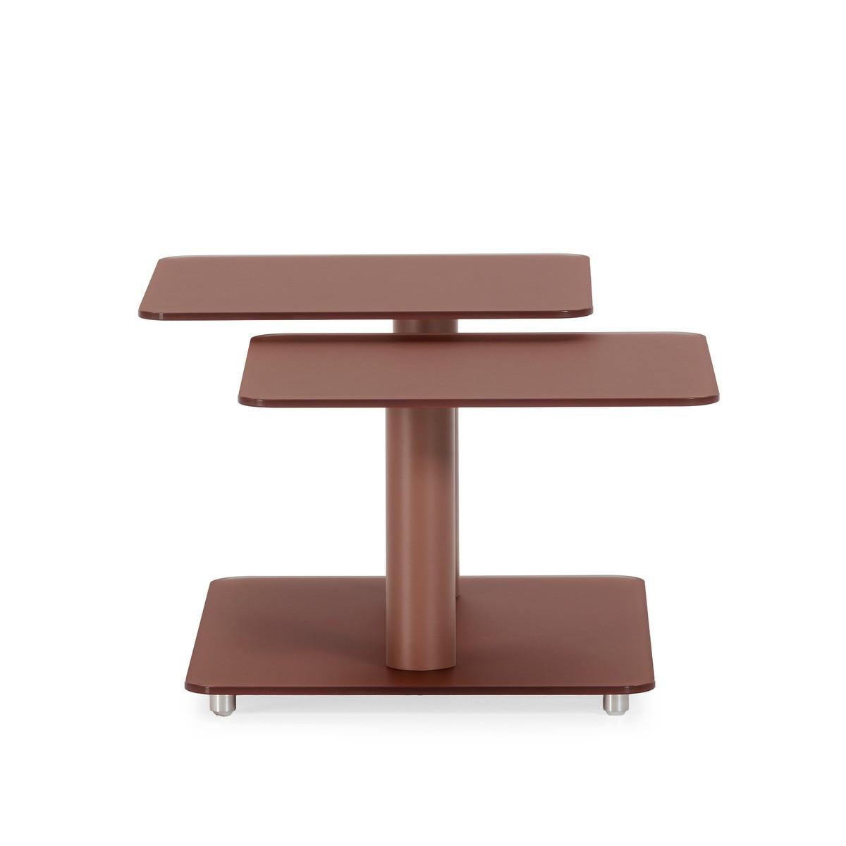 COUCHTISCH mit quadratischen Glasplatten 54/42,8/114,6 cm - Terracotta, Glas (66.5/54/42.8cm) - Calicosy