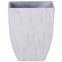 BLUMENTOPF weiß Marmor Optik quadratisch 35/35/42 cm Miro - Weiß, Stein (42cm) - Beliani