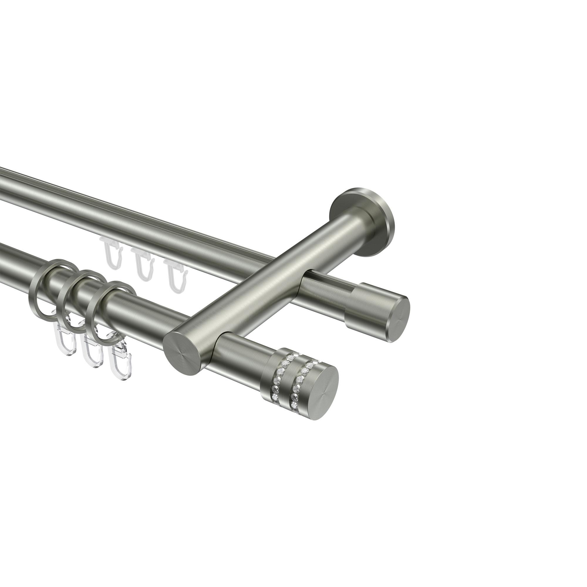 GARDINENSTANGE RUNDROHR-INNENLAUF Platon Estana 140 cm, 2-läufig, 20 mm Ø Edelstahl-Optik - Edelstahlfarben, Metall (140cm) - INTERDECO