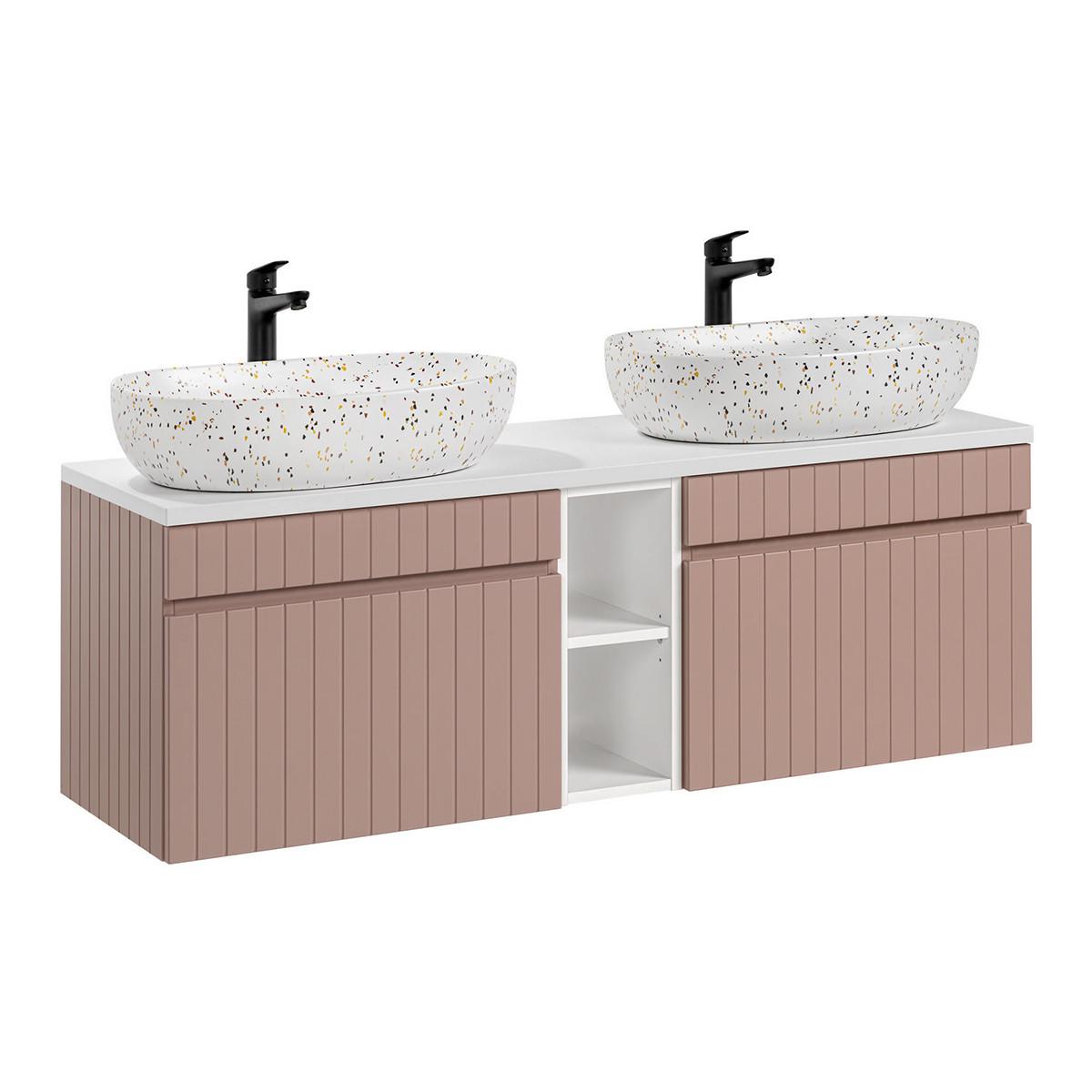 DOPPELWASCHTISCH 140.4cm Zelie Rose - Pink, Holzwerkstoff (140.4/48/46cm) - Petits-meubles