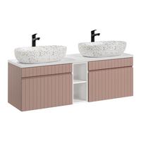 DOPPELWASCHTISCH 140.4cm Zelie Rose - Pink, Holzwerkstoff (140.4/48/46cm) - Petits-meubles
