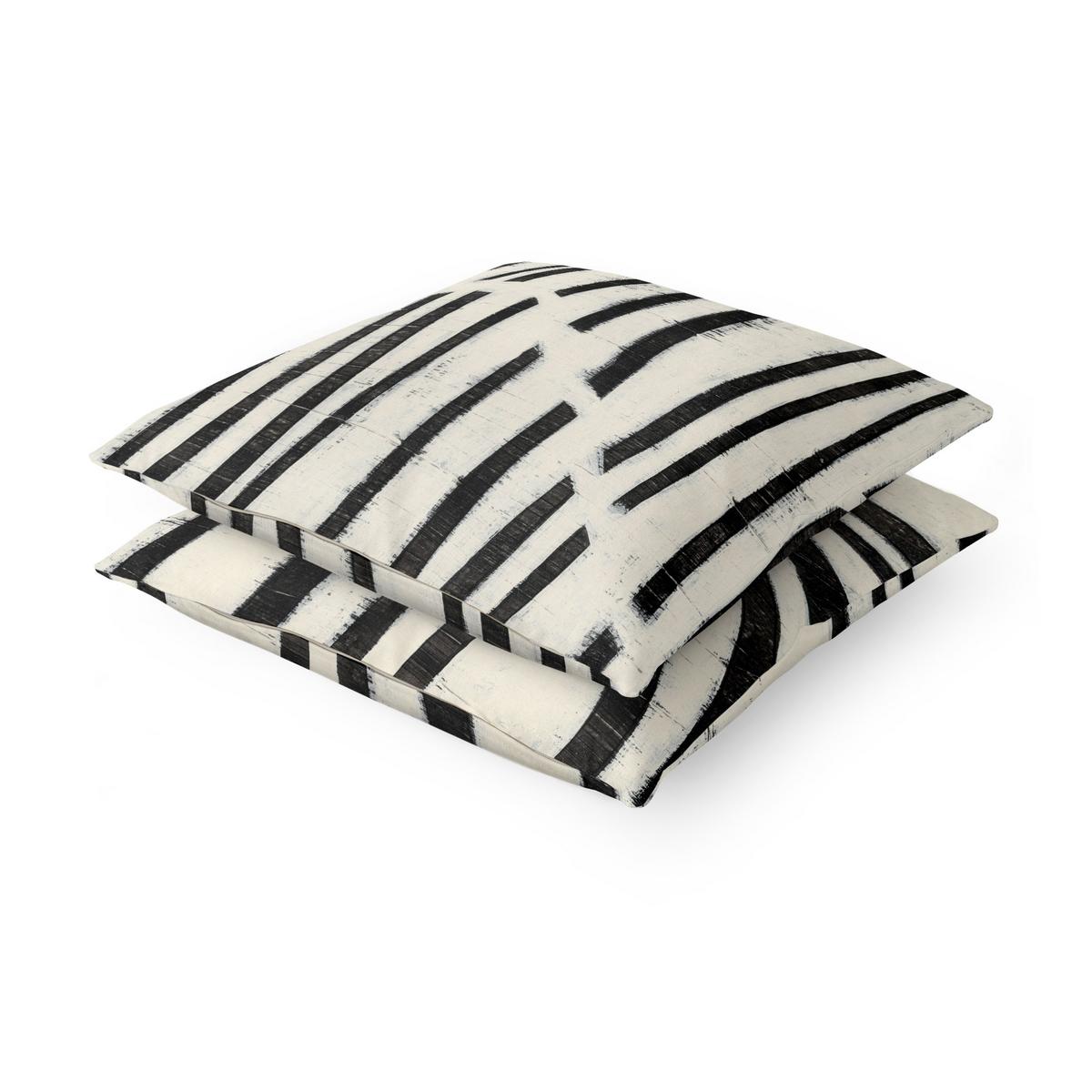 DEKOKISSEN 2er-Set Gemaltes Schwarzes Wellen Streifen Duo 40/40 cm - Schwarz, Textil (40/40cm) - Bilderwelten